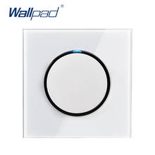 Wallpad-interruptor de luz LED de pared con Panel de vidrio templado, pulsador de 1 vía y 1 vía, con indicador LED, color blanco, L6 2024 - compra barato