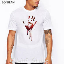 horror shirt men handprints for blood drops printed stranger things t shirt homme funny tshirt mens tshirts whitet-shirt tops 2024 - buy cheap