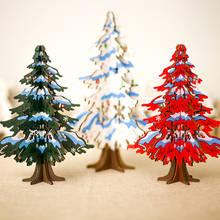 Árbol de Navidad de madera para mesa, decoración de escritorio para fiesta de Navidad en casa, regalo para niños, adornos de Navidad 2024 - compra barato