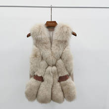 Fur Vest Winter Women V-Neck Fluffy Fur Real Fox Gilet Waistcoat 2020 New MJF-FV-06 2024 - buy cheap