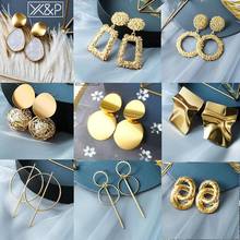 X&P 2019 Hot Women Earrings Gold Drop Earrings For Women Statement Big Geometric Hanging Dangle Earring Brincos Vintage Jewelry 2024 - buy cheap