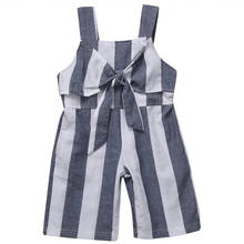 Fashion Toddler Kids Baby Boy Girls Striped Sleeveless Bow Cotton Romper Jumpsuit Outfits Set Playsuit 2024 - buy cheap