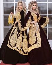 Традиционный Косово vestidos Формальное арабский бархатные вечерние платья с расклешенными рукавами аппликация для выпускного платья халат de ... 2024 - купить недорого