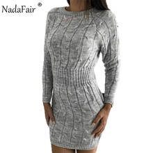 Женское трикотажное платье-свитер с длинным рукавом 2024 - купить недорого