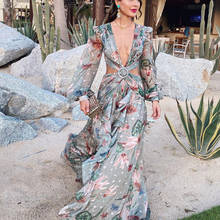 VAZN 2021 Spring Summer High-end Hollow Out Open Fashion Sexy Holiday Retro Print Young Chiffon Sweet Women A-Line Maxi Dress 2024 - buy cheap