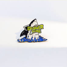 Shark dinner time Enamel Pin Brooches Cool glasses Canines spray Fish head Animal Lapel Pin Bag clothes punk jewelry Badge 2024 - buy cheap