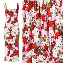 100X145cm Сицилия розовая Герань 100% Хлопок полиэстер ткань для женщин летнее платье Блузка пижамы Tissu Tela хлупок материал сделай сам 2024 - купить недорого