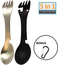 Multi-Function Fork Spoon 5 in 1 Stainless Steel Camping Utensils Can Bottle Opener Multi Flatware for Camping Hiking Travel 2024 - buy cheap