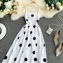 Fashion Women Kneet Dress Vestidos Mujer New 2020 Summer Spaghetti Strap A Line Bodycon Dresses Ladies Elegant Dot Print Dress 2024 - buy cheap