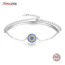 Tongzhe pulseira de marca de luxo para mulheres, prata esterlina 925, pedra azul de mau olhado, braceletes masculinos, joias da moda, presente, 2019 2024 - compre barato