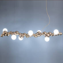 Luminária suspensa para decoração, bola de aço inoxidável, led, galeria de arte, sala de estar, estúdio, bar, iluminação de suspensão