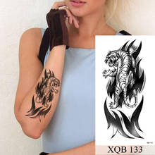 Водостойкая Временная тату-наклейка с тигром тотемным рисунком, татуировка льва, волка, черепа, боди-арта, с фальшивым рукавом, для мужчин и женщин 2024 - купить недорого