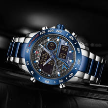 NAVIFORCE 9171 мужские часы кварцевые Светодиодные Цифровые мужские часы дизайн спортивные часы водонепроницаемые наручные часы из нержавеющей стали Reloj Hombre 2024 - купить недорого