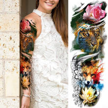Color Tiger Flower Temporary Tattoos For Men Women Adult Body Art Full Arm Sleeve Fox Tatoo Water Transfer Fake Tattoo Stickers 2024 - buy cheap