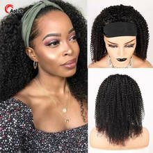 Afro kinky curly bandana perucas mongol kinky encaracolado peruca de cabelo humano com lenço preto remy encaracolado perucas de cabelo humano para preto 2024 - compre barato