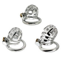 small large Stainless steel male breathable Chastity cage metal penis lock cock ring ball BDSM bondage restraint sex toy for man 2024 - buy cheap