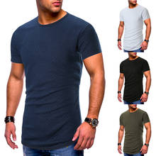 Camiseta ajustada de manga corta para hombre, Camisa de algodón de estilo Hip Hop, informal, con cuello redondo, para Fitness, talla grande 2024 - compra barato