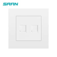 Parede de sran dupla interface de rede do computador chama-painel de computador retardador 86mm * 86mm branco/preto/ouro duplo rj45 soquete 2024 - compre barato