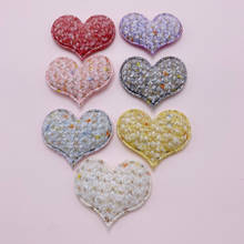 20pcs/lot 4.3*3.8cm Colorful heart  Patches Appliques for Craft Clothes Sewing Supplies DIY Hair Clip Accessories 2024 - buy cheap