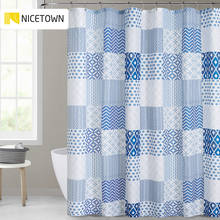 Waterproof Screen Bath Curtain Polyester Fabric Blue Plaid Pattern Washable Shower Curtains Bathroom Decorations Free Hooks 2024 - buy cheap