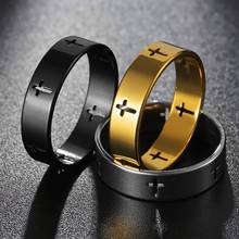 Wedding Band Rings Engagement Black Gold Silvery Men's Ring Cross Glamour Lovers' Couple Jewelry Stainless Steel for Women Men 2024 - buy cheap