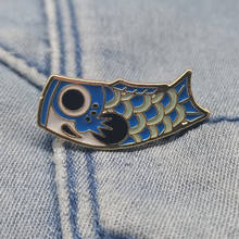 Blue Koi Fish Flag Brooch Bag Clothes Decorative Jewelry Lapel Enamel Pin Badge For Women Men Gifts 2021 New Year's Day 2024 - buy cheap