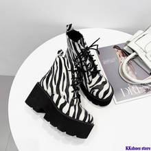 Botas de tacón grueso con plataforma y cordones para mujer, botines de punta redonda, estilo Martin, SWE0787 2024 - compra barato