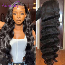 Бесклеевая кружевная передняя часть, человеческие волосы, парики для черных женщин, объемная волна, 360, кружевной фронтальный парик, предварительно выщипанный, HD, прозрачный, кружевной передний парик 2024 - купить недорого