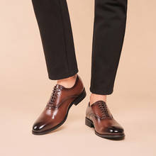 Туфли-оксфорды мужские из натуральной кожи, классические, на шнуровке, ручная работа, формальные, свадебная обувь 2024 - купить недорого
