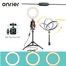 Onrier LED selfie ring light Dimming makeup light hoops with tripod for Youtube  studio live video mobile light ring OLS10D 2024 - buy cheap