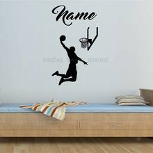 Playing Basketball Wall Sticker Wall Decal Personalised Art Mural 1478 Bedroom Home Decor Vinyl Custom Name Sports Teen Kids Boy 2024 - buy cheap