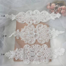 1Pc New Ivory Luxury Beaded Lace Flower Patch Sticker DIY Wedding Belt Headdress Dance Clothing Accessories BD0775 2024 - buy cheap