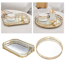 Bandeja de cristal para decoración del hogar, bandeja decorativa para postre, plato para servir, redondo 2024 - compra barato