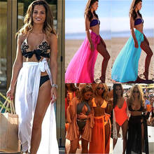 Women Bikini Cover-Ups 2021 Summer Mesh Sheer Beach Maxi Skirts Ladies Solid Sexy Split Maxi Skirt Wrap Sarong Pareo Beachwear 2024 - buy cheap