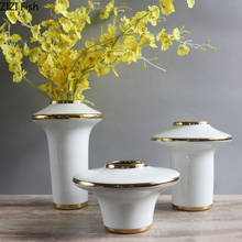 Textura de ouro cerâmica vasos inserção flor decoração do desktop branco porcelana artesanato forma criativa vaso moderno floral decoração para casa 2024 - compre barato