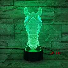 Long Face Horse Model Colorful 3D Visual Touch Desk Table Light LED Acrylic Lamp Creative Led Night Light Office Light AW-689 2024 - buy cheap