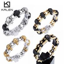 Kalen New Punk Bracelet Stainless Steel Black  Skull Charm Bracelets Gold  Link Chain Wrap Bracelets For Men 2024 - buy cheap