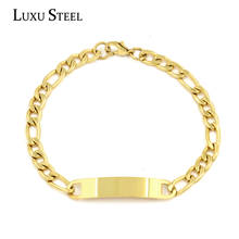 Luxusteel pulseira de aço inoxidável, ouro, prata, cor cubana, ligação, acessório de joias clássico para bar 2024 - compre barato