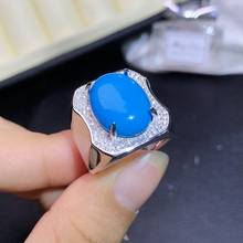 Anillo de plata de primera ley para hombre, sortija, plata esterlina 925, color azul turquesa, incoloro, regalo de cumpleaños 2024 - compra barato