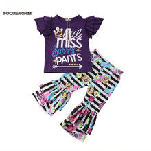 Pudcoco-Conjunto de ropa de verano para niños pequeños, camiseta informal con letras estampadas, Top + Pantalones florales, de 1 a 6 años 2024 - compra barato