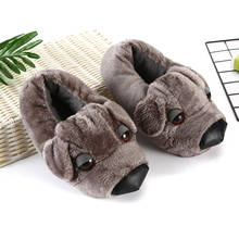 Gray Puppy Home Shoes Big Size 43 Adult Fluffy Animal Slippers Women Indoor Bedroom Shoes Funny Womens Fuzzy Slippers With Dog 2024 - buy cheap