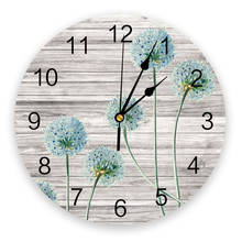 Reloj de pared redondo con diseño de diente de león para decoración del hogar, reloj de pared redondo con diseño de flores y plantas de madera, silencioso, sin tic-tac, para regalo 2024 - compra barato