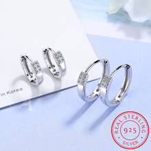 Pendientes de aro de Plata de Ley 925 con circonita geométrica minimalista para mujer, Arete de círculo redondo para mujer encantadora, joyería fina para fiesta, regalo clásico 2024 - compra barato