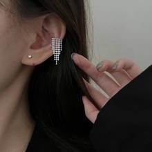 Brincos punk coreano 925 prata esterlina, miçangas redondas, com borla, para orelhas, sem piercing, joias eh1381, 1 peça 2024 - compre barato
