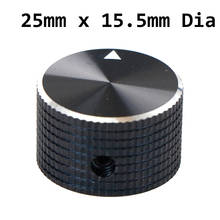 Diâmetro giratório de alumínio preto do tampão 25mm x 15.5mm do interruptor do botão do potenciômetro do controle 2024 - compre barato