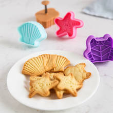 4Pcs Marine Life Shape Plastic Plunger Cookie Cutter Biscuits Ocean Shell/Star Frog/Conch Decorating Cutter Tools DIY 2024 - buy cheap