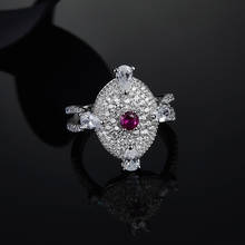 925 Sterling Silver drop water red stone Ring wedding finger ring for Women Fashion Cubic Zircon Brand Monaco Jewelry 2024 - buy cheap