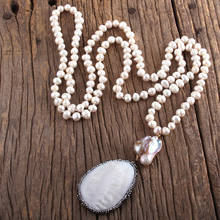 RH Fashion Boho Jewelry Pearl Beads Knotted Freshwater Pendant Necklaces Women Bohemia Pearl Necklace Gift Dropship 2024 - buy cheap