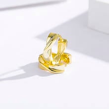 Cute 925 Sterling Silver Gold Color Mobius Circles Small Loop Huggie Hoop Earrings For Women Kids Baby Toddler Girls Jewelry 2024 - buy cheap