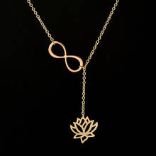 gold lotus flower necklace womens fashion digital pendants stainless steel chains on the neck necklace 2020 necklaces jewelry 2024 - buy cheap